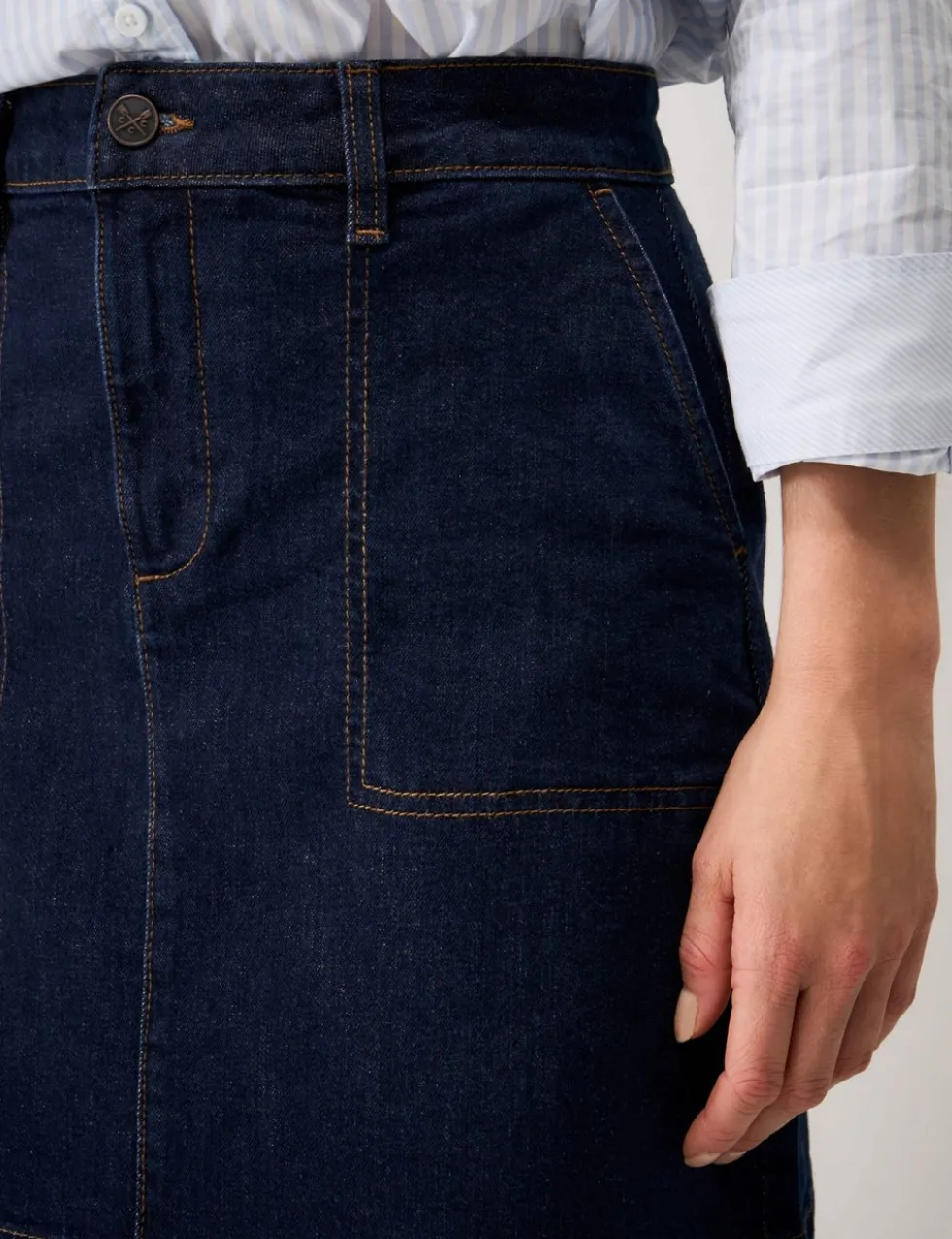 Denim Knee Length A-Line Skirt