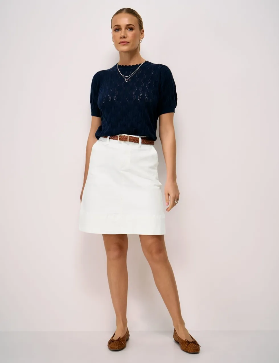 Denim Knee Length A-Line Skirt