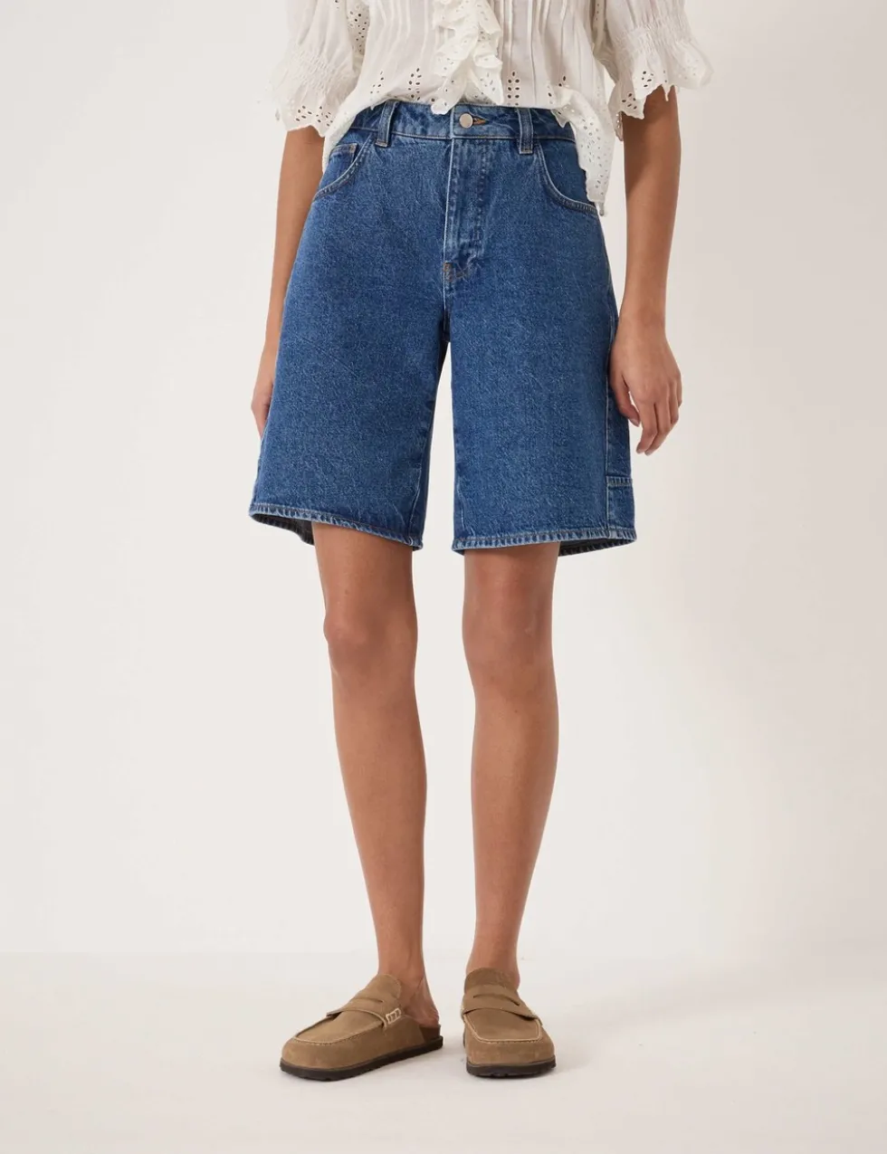 Denim Knee Length Shorts