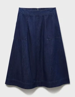 Denim Midi A-Line Skirt