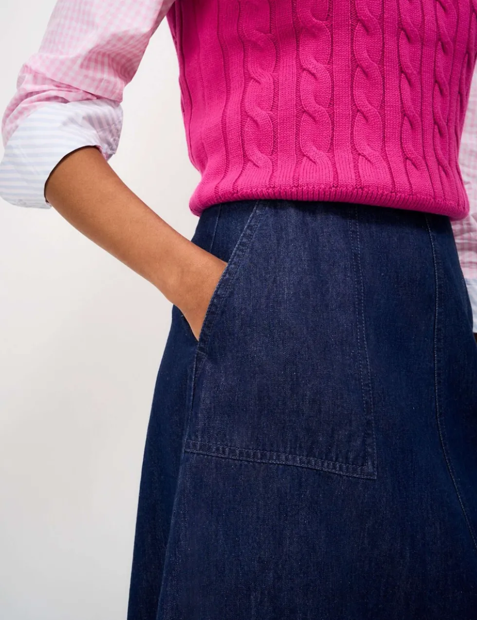 Denim Midi A-Line Skirt