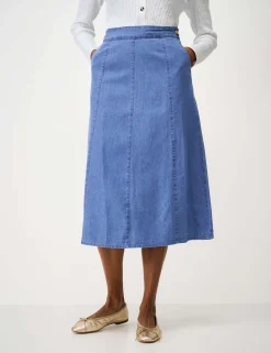 Denim Midi A-Line Skirt