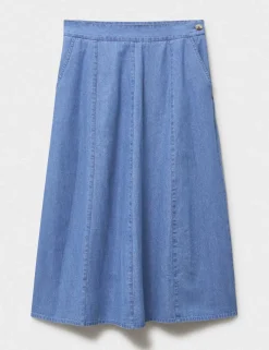 Denim Midi A-Line Skirt