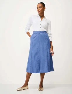 Denim Midi A-Line Skirt