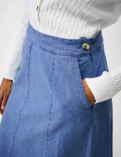 Denim Midi A-Line Skirt