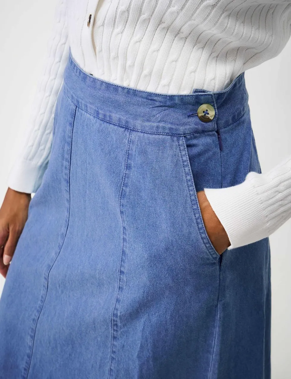 Denim Midi A-Line Skirt