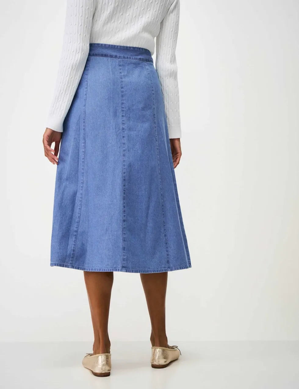 Denim Midi A-Line Skirt