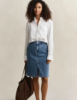 Denim Midi Pencil Skirt
