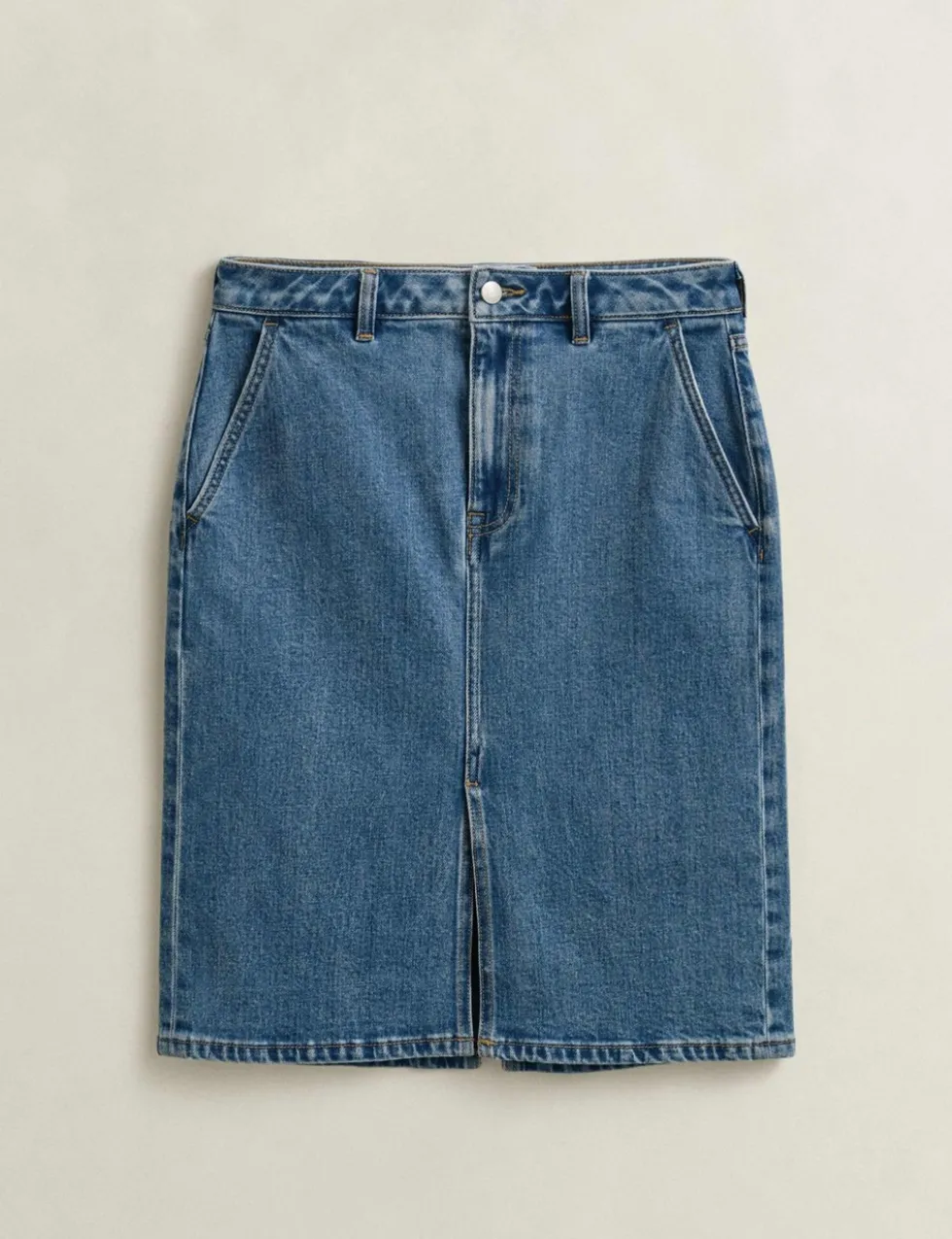 Denim Midi Pencil Skirt