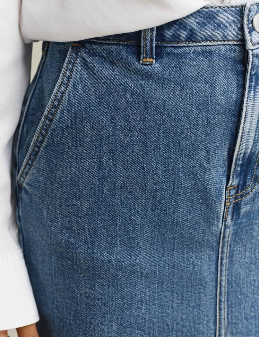 Denim Midi Pencil Skirt