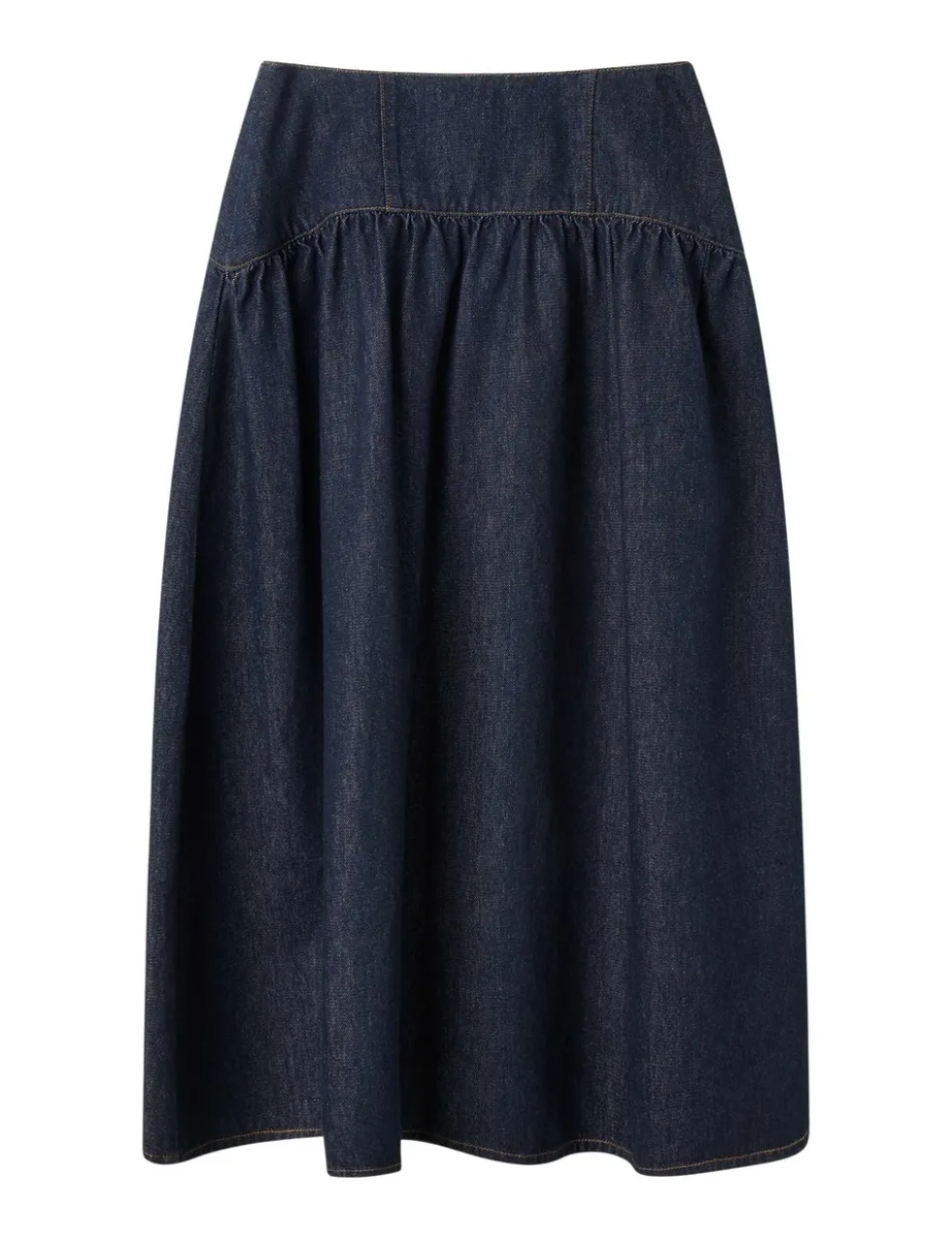 Denim Midi Tiered Skirt