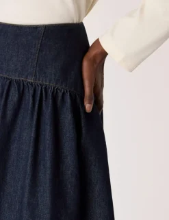 Denim Midi Tiered Skirt