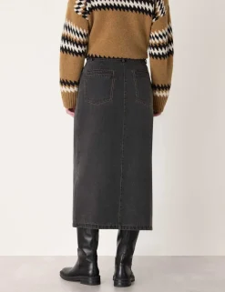 Denim Midi Wrap Skirt