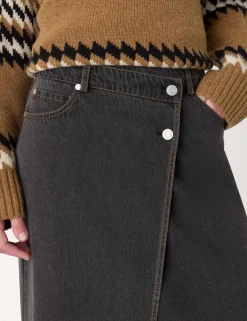 Denim Midi Wrap Skirt