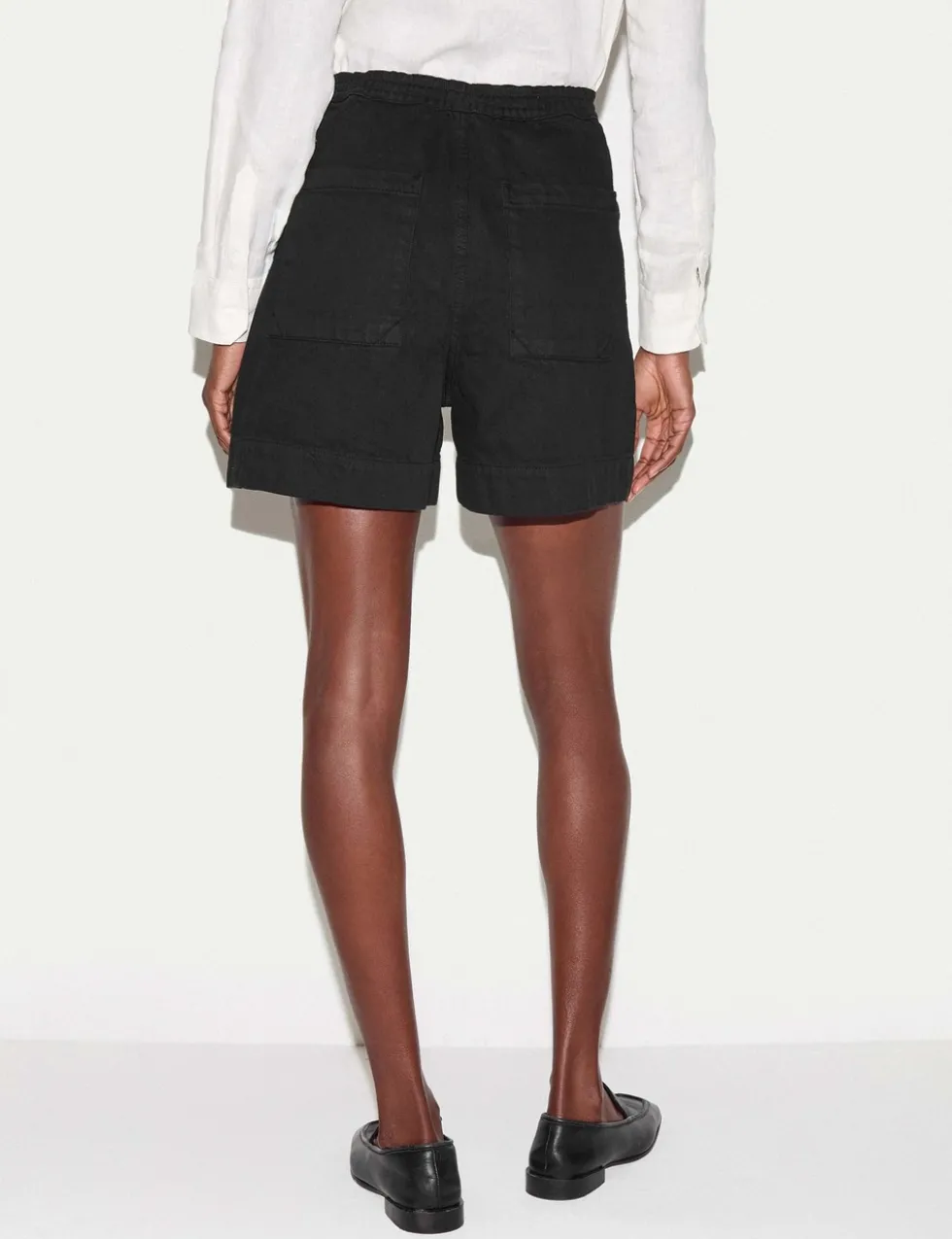 Denim Patch Pocket High Waisted Shorts