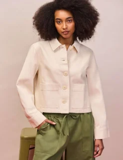 Denim Patch Pocket Lightweight Cropped Jacket