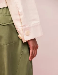 Denim Patch Pocket Lightweight Cropped Jacket