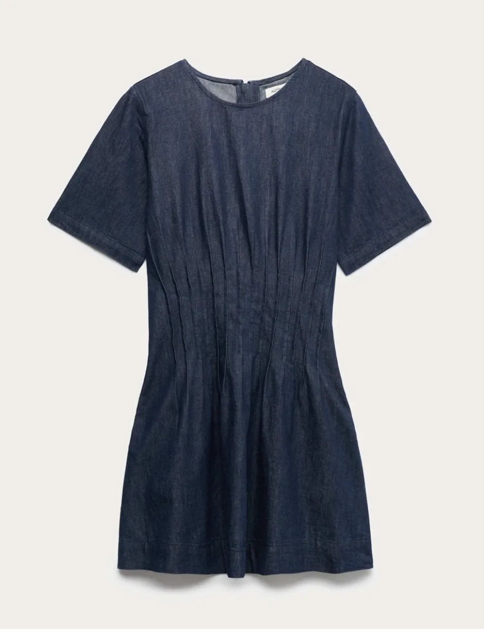 Denim Pintuck Mini Skater Dress