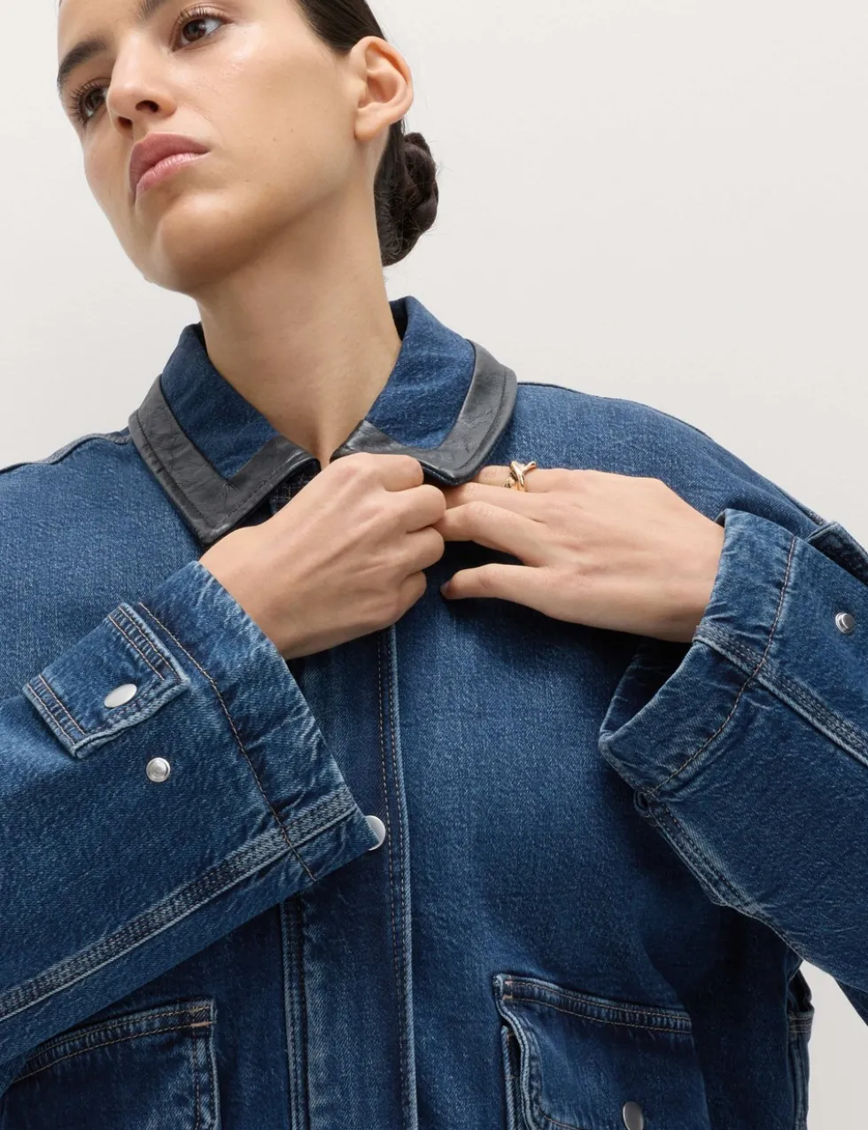 Denim Relaxed Bomber Jacket