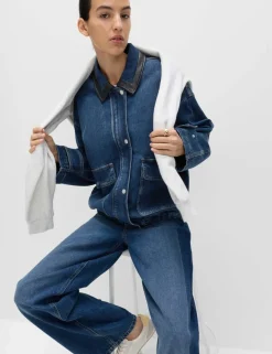Denim Relaxed Bomber Jacket