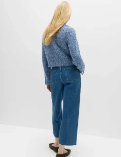 Denim Textured Cropped Jacket