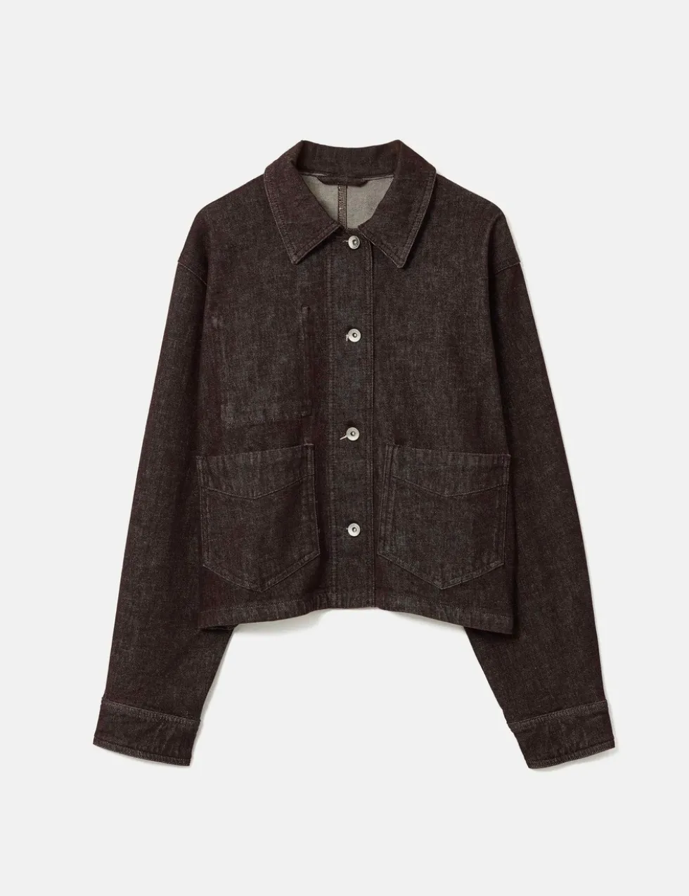 Denim Textured Cropped Jacket