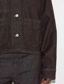 Denim Textured Cropped Jacket