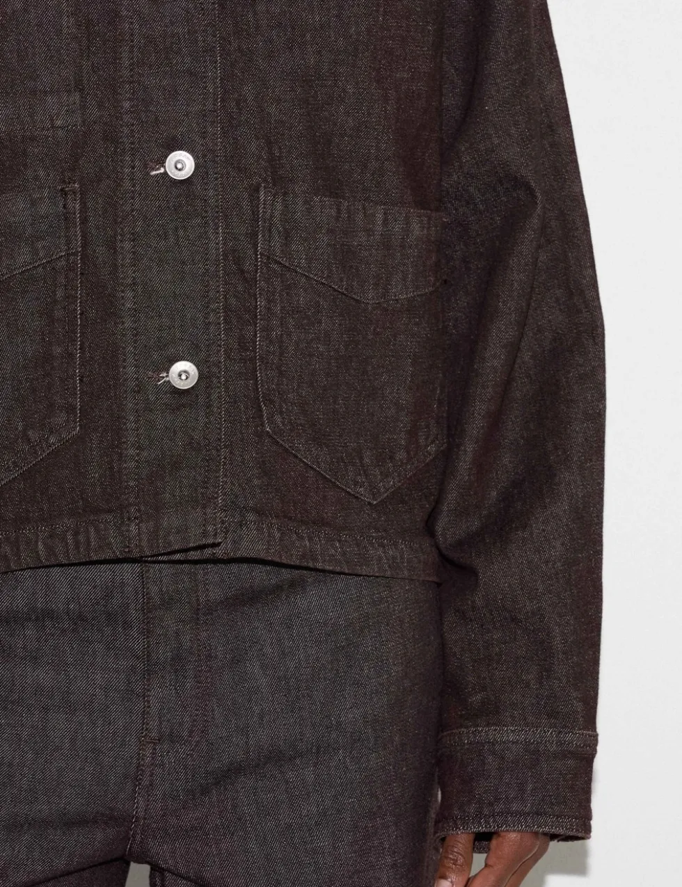 Denim Textured Cropped Jacket