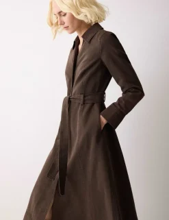 Denim Tie Waist Midi Shirt Dress