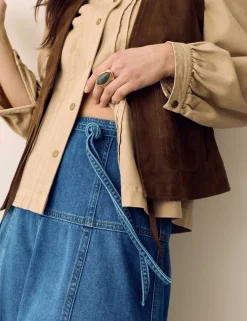 Denim Tie Waist Midi Skirt
