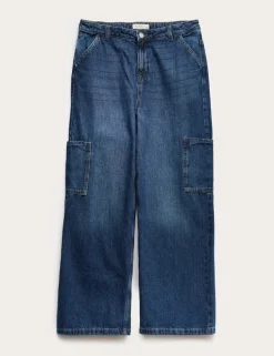 Denim Wide Leg Cargo Jeans (6-16 Yrs)