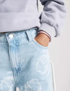 Denim Wide Leg Floral Print Jeans (6-16 Yrs)
