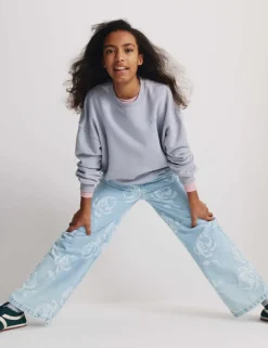 Denim Wide Leg Floral Print Jeans (6-16 Yrs)