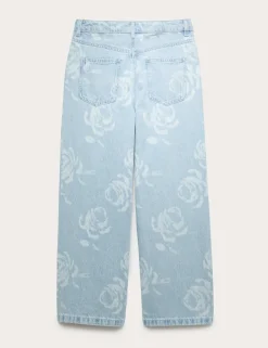 Denim Wide Leg Floral Print Jeans (6-16 Yrs)