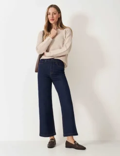Denim Wide Leg High Waisted Cropped Jeans