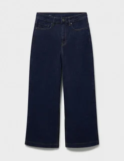 Denim Wide Leg High Waisted Cropped Jeans