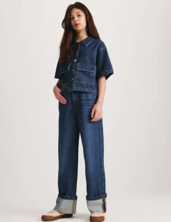 Denim Wide Leg Turn Up Jeans (6-16 Yrs)