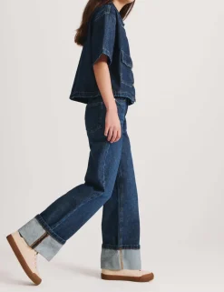 Denim Wide Leg Turn Up Jeans (6-16 Yrs)