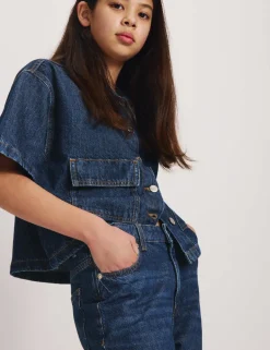 Denim Wide Leg Turn Up Jeans (6-16 Yrs)