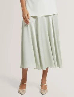 Diagonal Seam Midi Slip Skirt