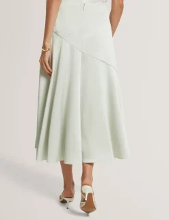 Diagonal Seam Midi Slip Skirt