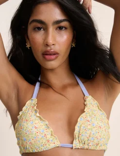 Ditsy Floral Frill Edge Triangle Bikini Top