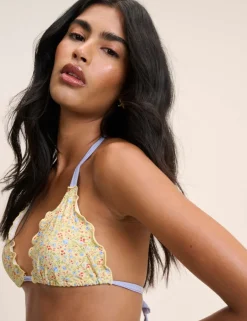 Ditsy Floral Frill Edge Triangle Bikini Top