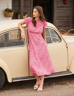 Ditsy Floral Puff Sleeve Midi Tea Dress