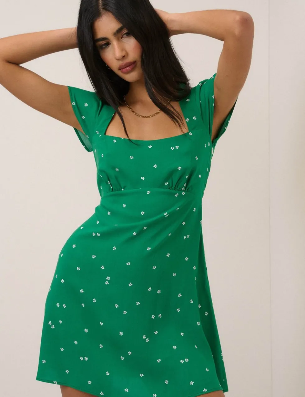 Ditsy Floral Square Neck Mini Tea Dress