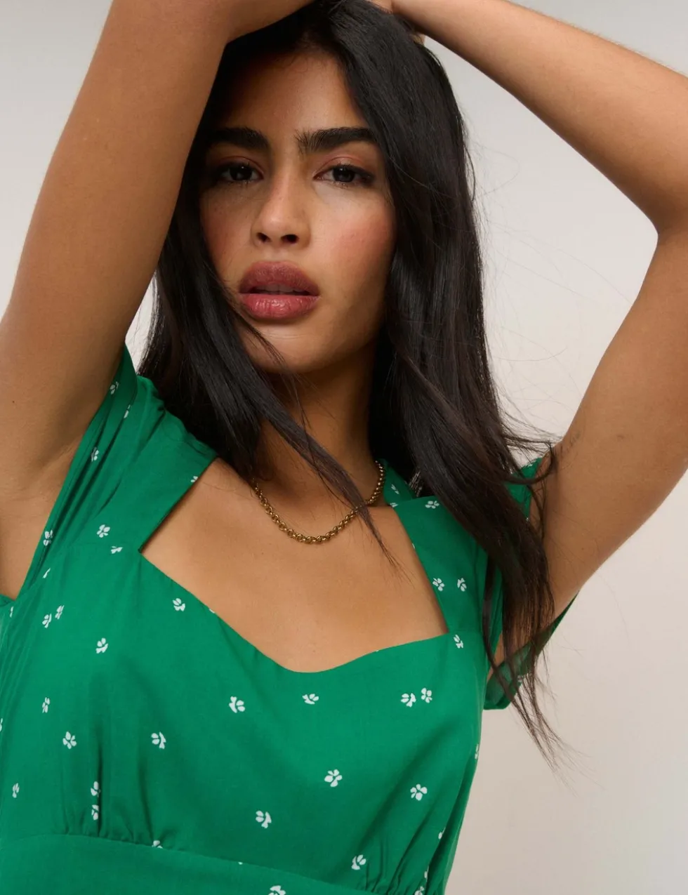 Ditsy Floral Square Neck Mini Tea Dress