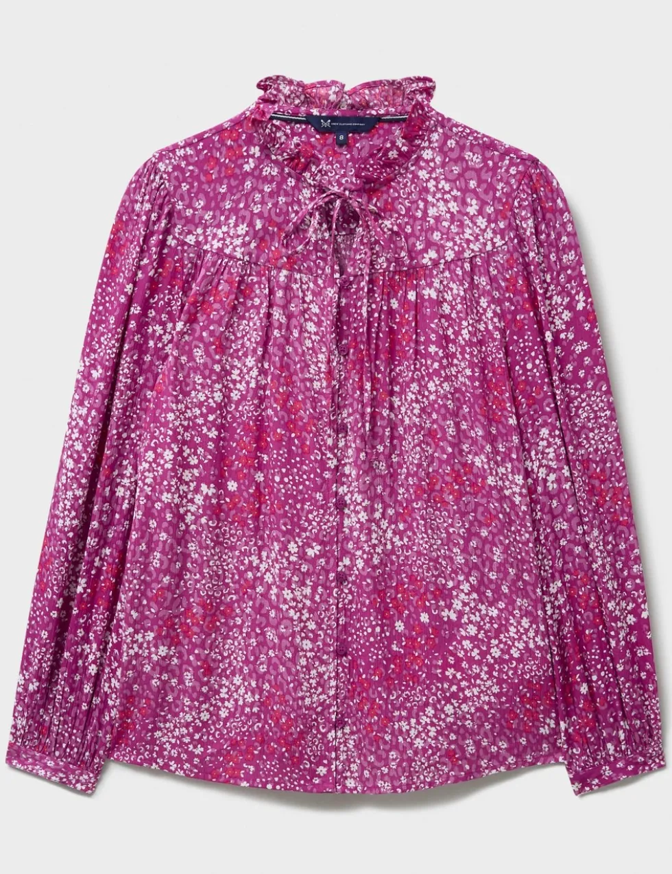 Ditsy Floral Tie Neck Button Through Blouse