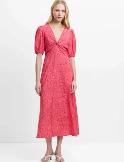 Ditsy Floral V-Neck Midi Tea Dress
