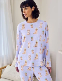 Dog Print Crew Neck Pyjama Set