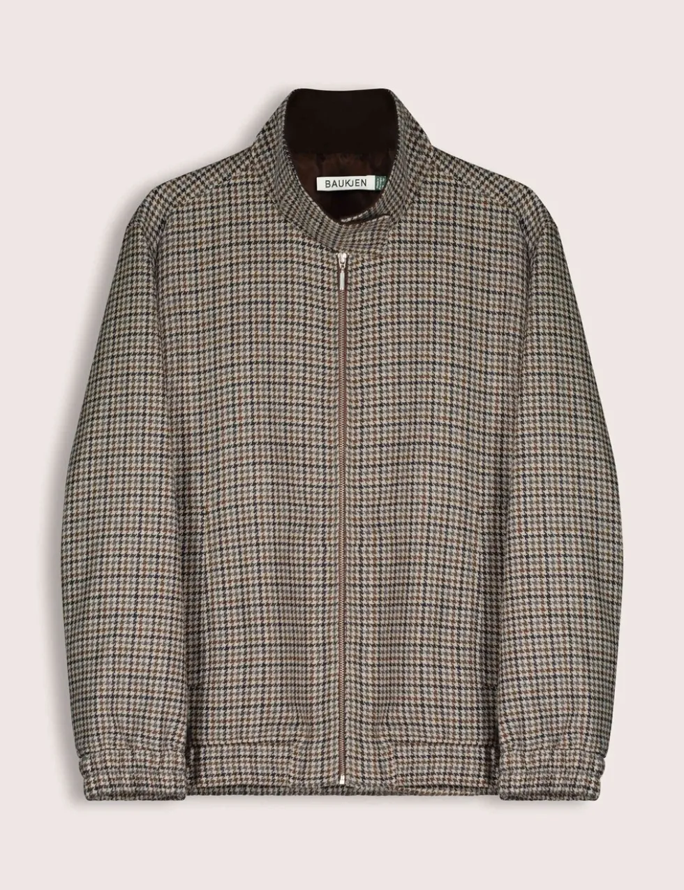 Dogtooth High Neck Bomber Jacket with Wool